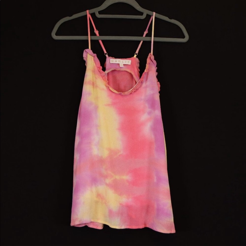 Karlie Tie Dye Ruffle Cami Tank Top sz. L